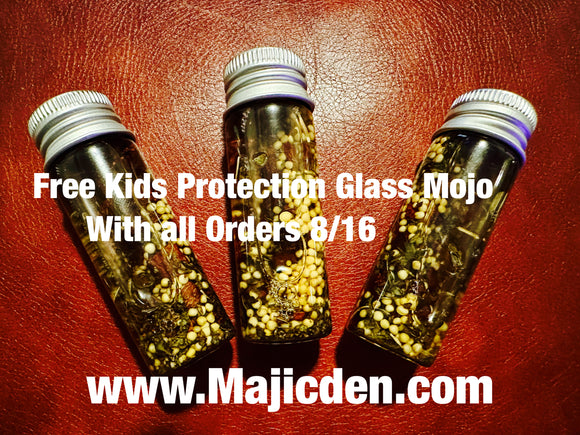 Kids Glass Mojo Protection Bottle- Shield/ guard/ protect against devil/ wickedness and unwanted energy .