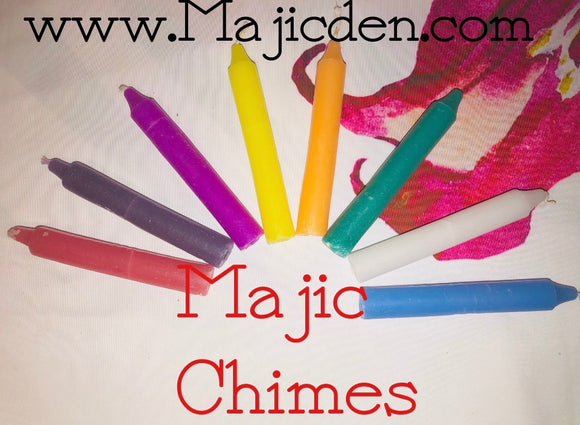 Chime candles- 4” skinny -use  for Jars, Rituals, as altar candles/ spell candles/Majic spells  - plain assorted colors