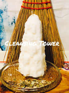 Cleansing Tower candle - cleanse renew clear and cleanse your head thoughts and restore  clarity/vision /mental restoration