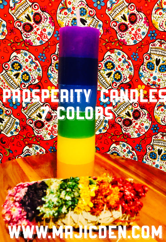 Prosperity 7 color candle- ✨Jumbo size- change your life, rebuild new energy, draw in luxury/prosperous endeavors/ luck/ fortune/ new paths/open opportunities