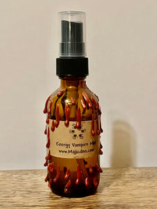 Energy vampire mist spray- sealed with powerful herbs to remove succubus/ energy drainers/ repels energy vampires - remove low unwanted energy heavily hindering -a blend of blessed oils and powerful root used daily to remove and keep back