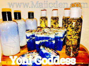 Yoni Goddess 5oz Body massage Oil- Natural essential oils enriched to cater to your whole body and your yoni goddess parts 5oz bottle filled with organic herbs and vitamins e/c and apricot oil/Helps maintain healthy ph