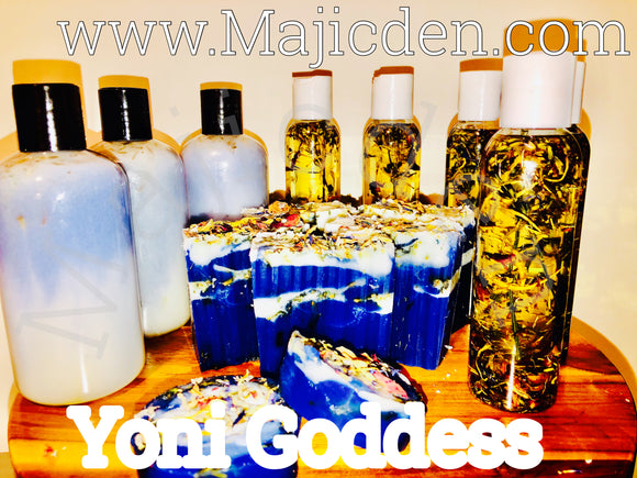 Yoni Goddess 5oz Body massage Oil- Natural essential oils enriched to cater to your whole body and your yoni goddess parts 5oz bottle filled with organic herbs and vitamins e/c and apricot oil/Helps maintain healthy ph