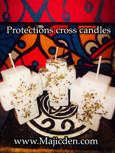 Protection cross candle - shield guard and protect yourself in rituals / spells . Blessed dress and prayed over . Family kids business use for all things